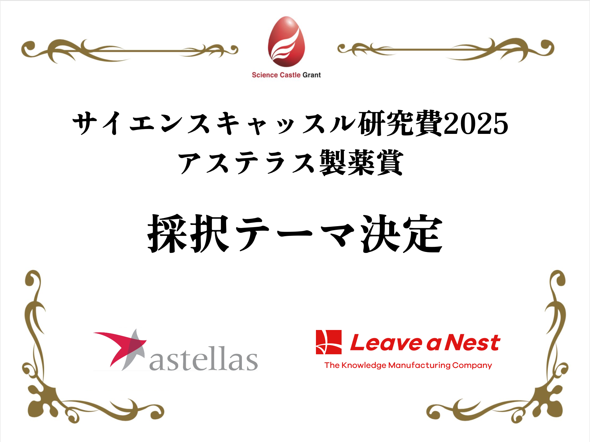 Astellas Award 2025 for Science Castle Research Fund has been awarded to the selected teams.